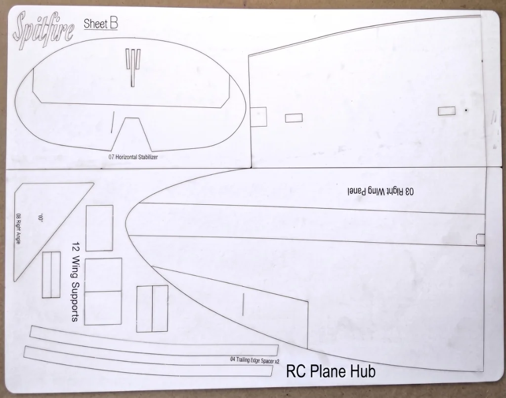 Spitfire Sheet B (Right Wing / Tail Fin)